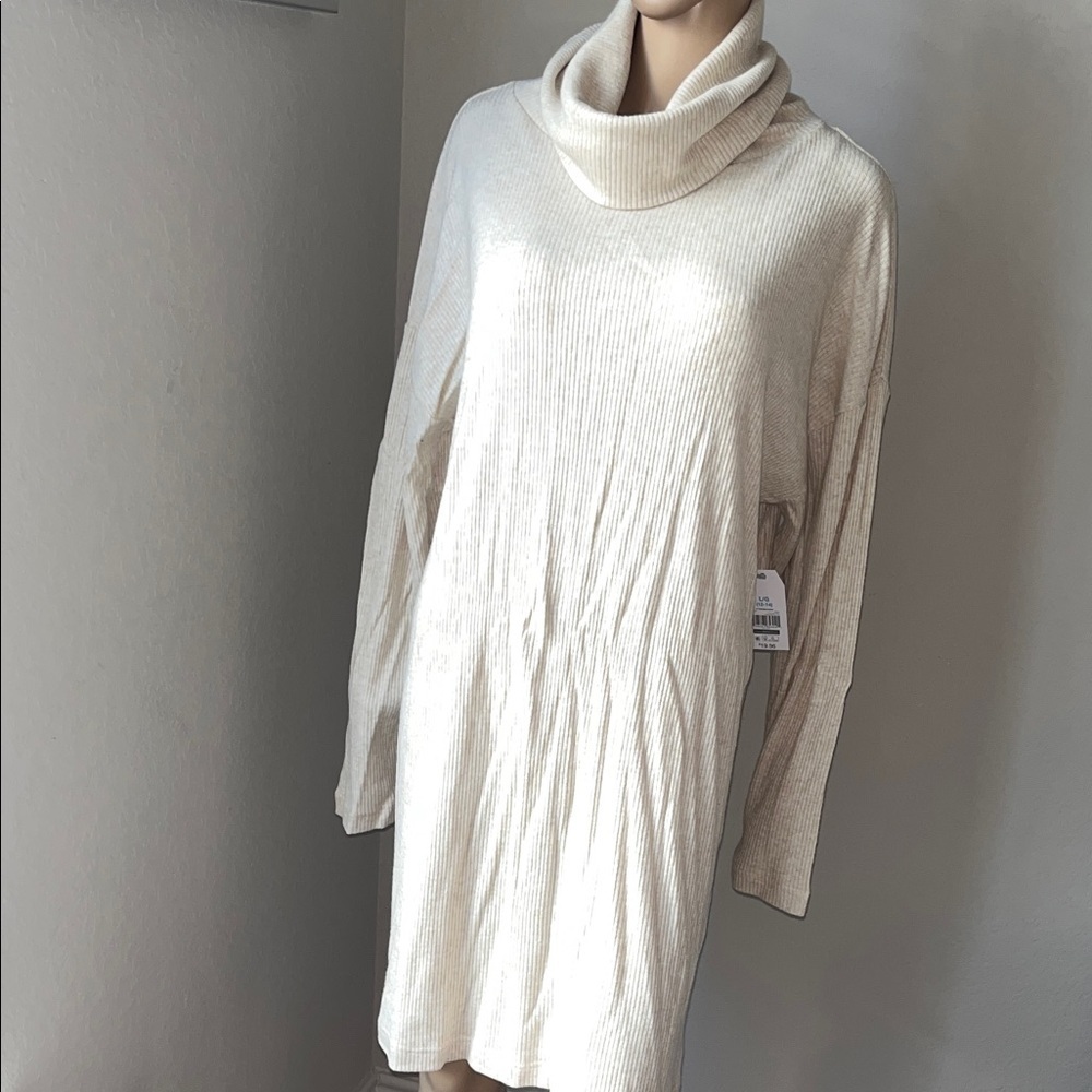 NWT Time & Tru Cozy Cream Cowl Neck Sweater Dress